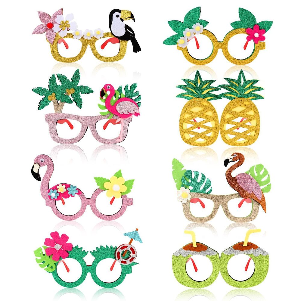 5759 8pcs Hawaiian Party Glasses Beach Party Eyewear Felt Print Party